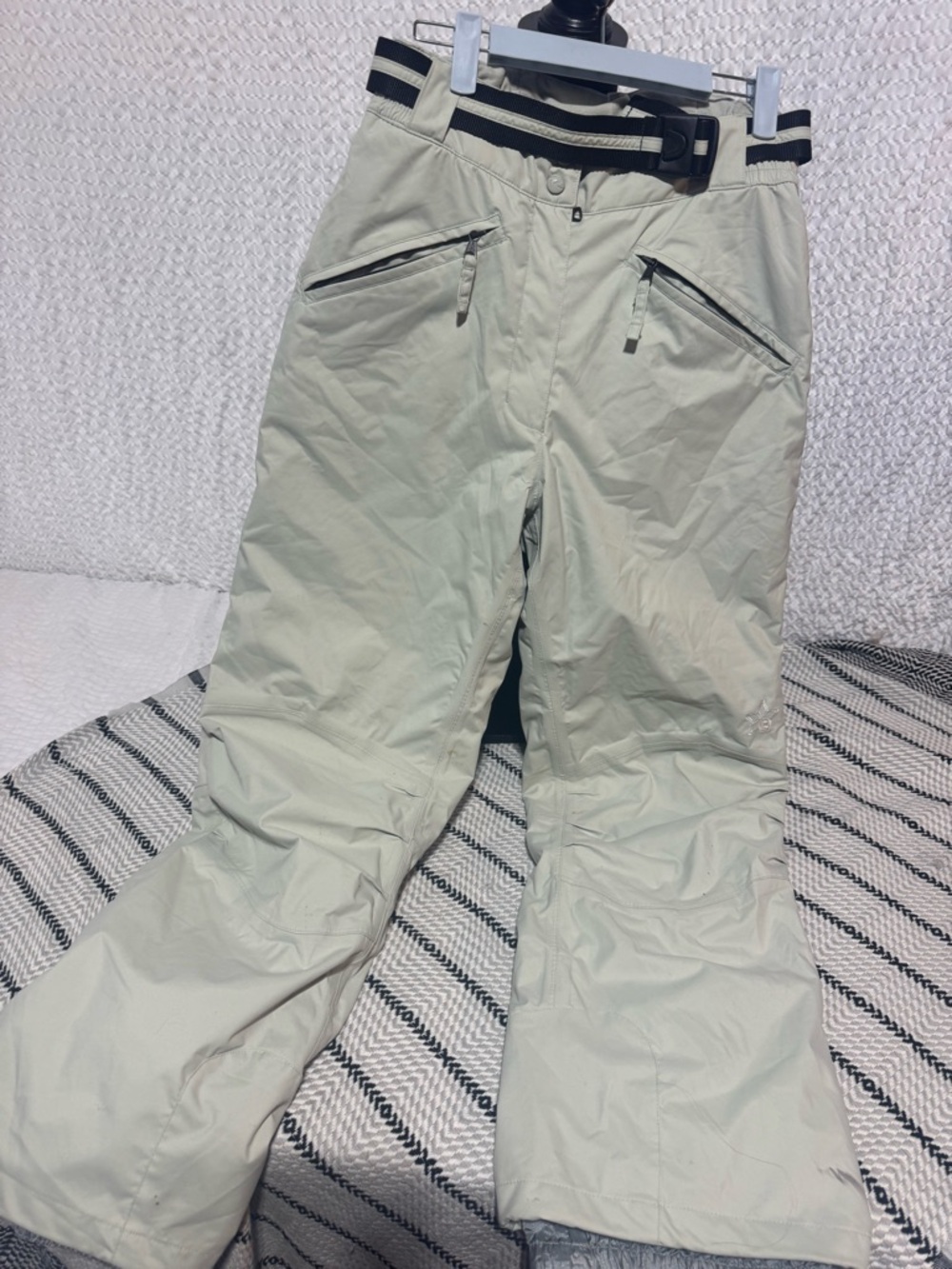Rossignol Women's Light Beige Ski Pants with Black Waistband Accents
